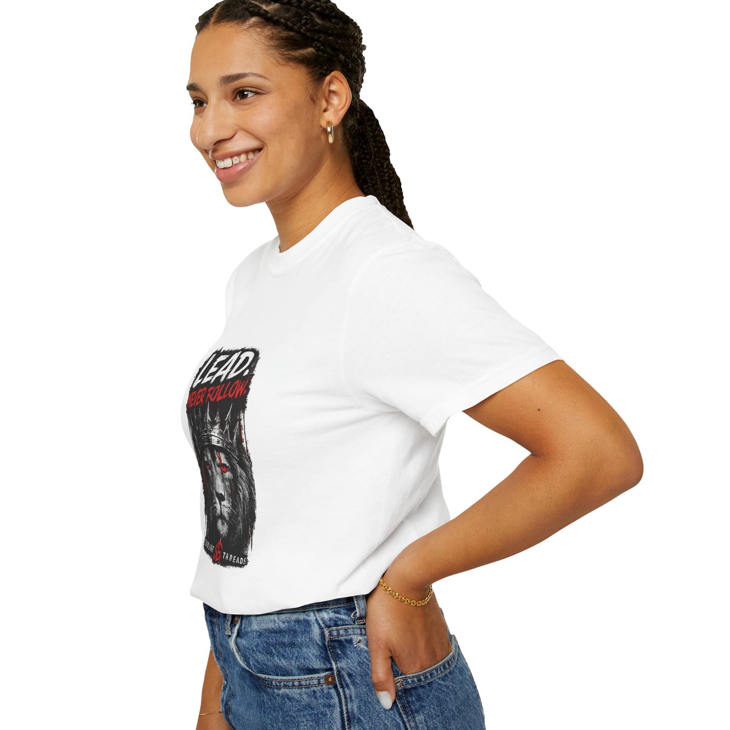 Lead Never Follow Lion T-Shirt — Motivational Graphic Tee