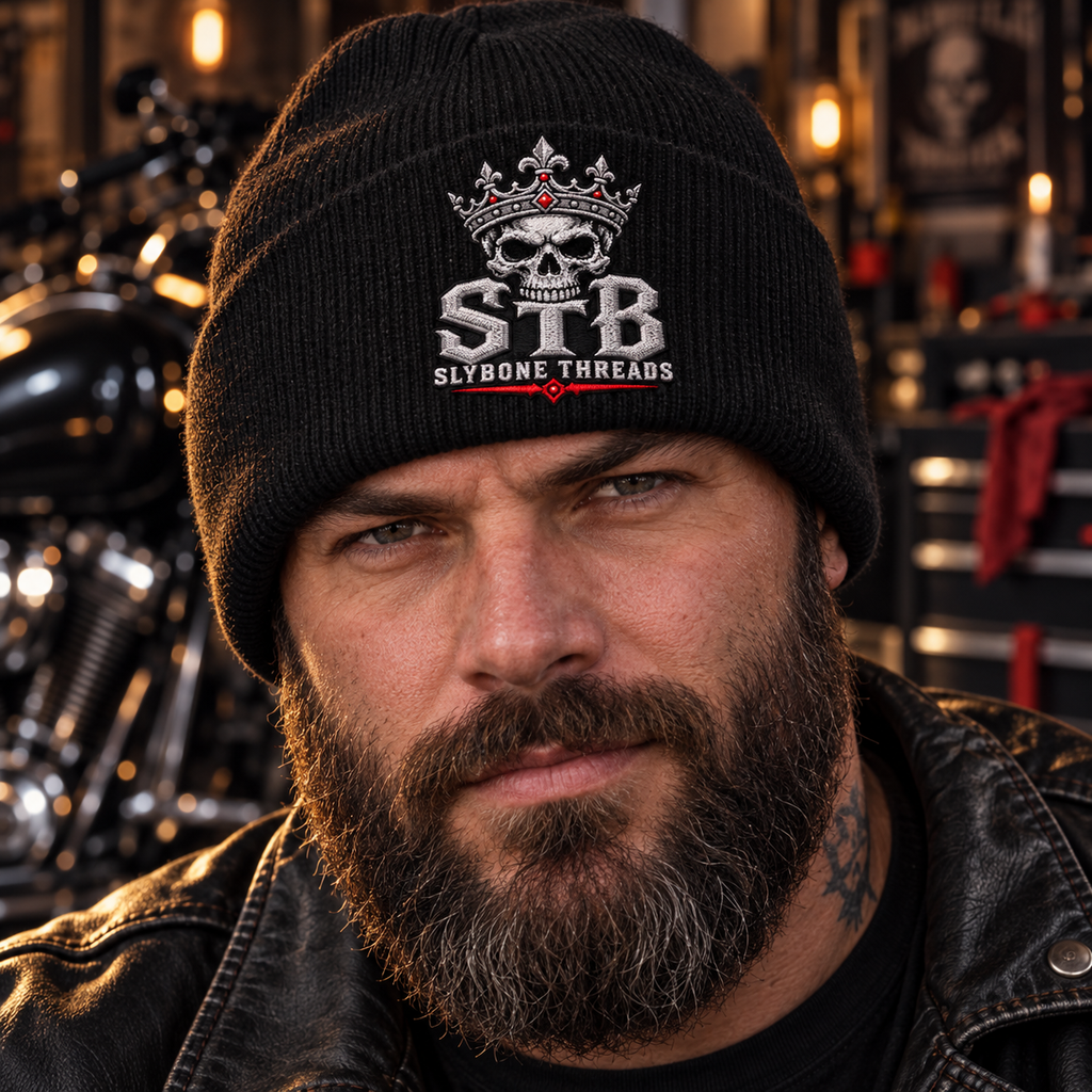 Embroidered Ribbed Beanie – STB Wrench Logo