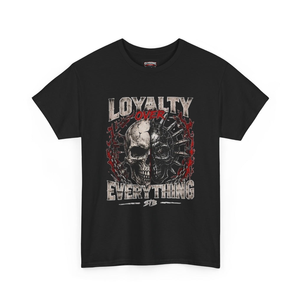 Loyalty Over Everything Skull Graphic Cotton T-Shirt