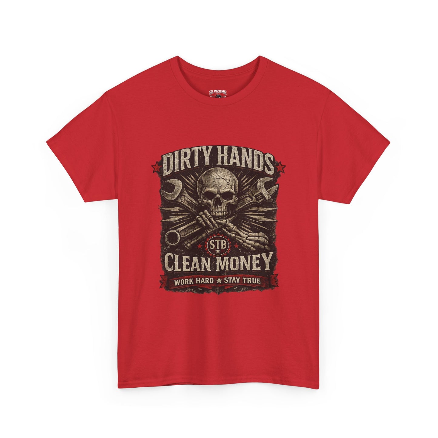 Dirty Hands Clean Money Tee — Mechanic Skull Work Hard T‑Shirt