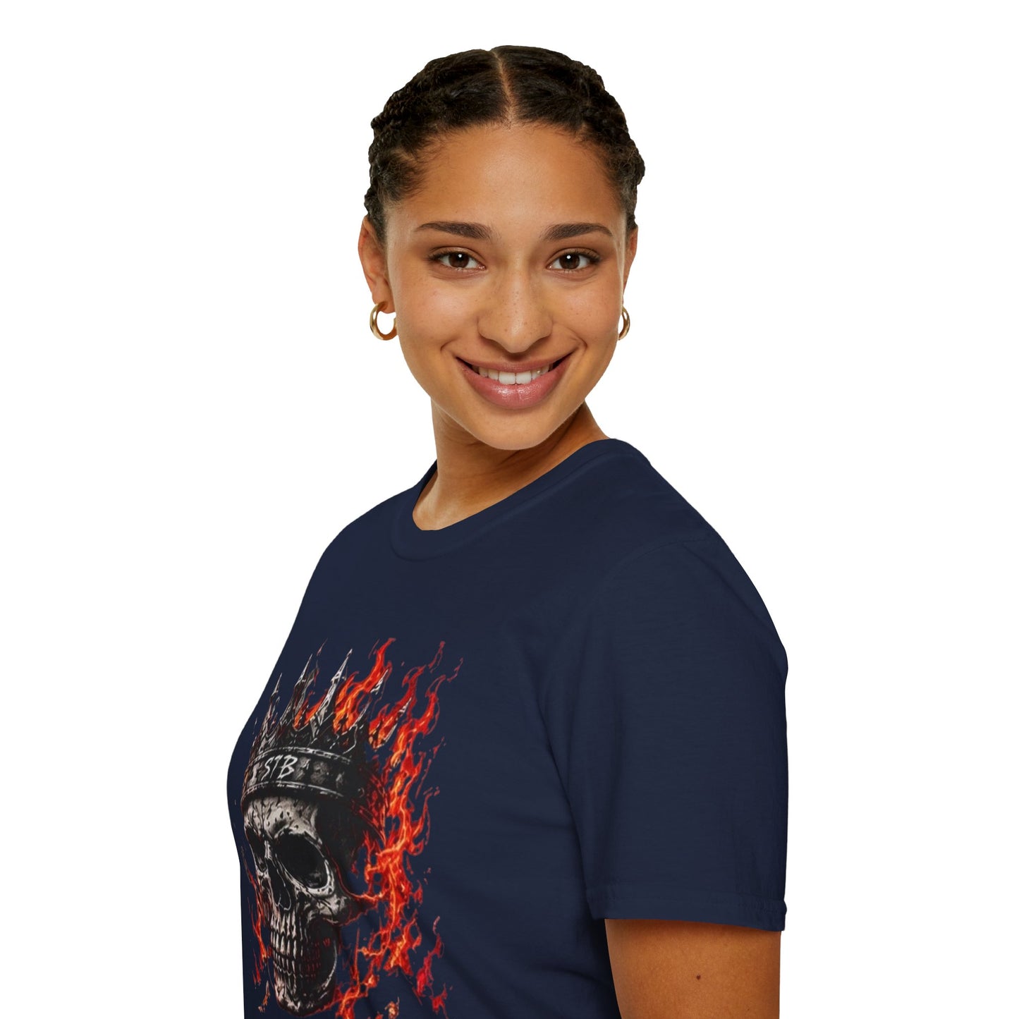 Skull King Flames T-Shirt — Gothic Biker Graphic Tee