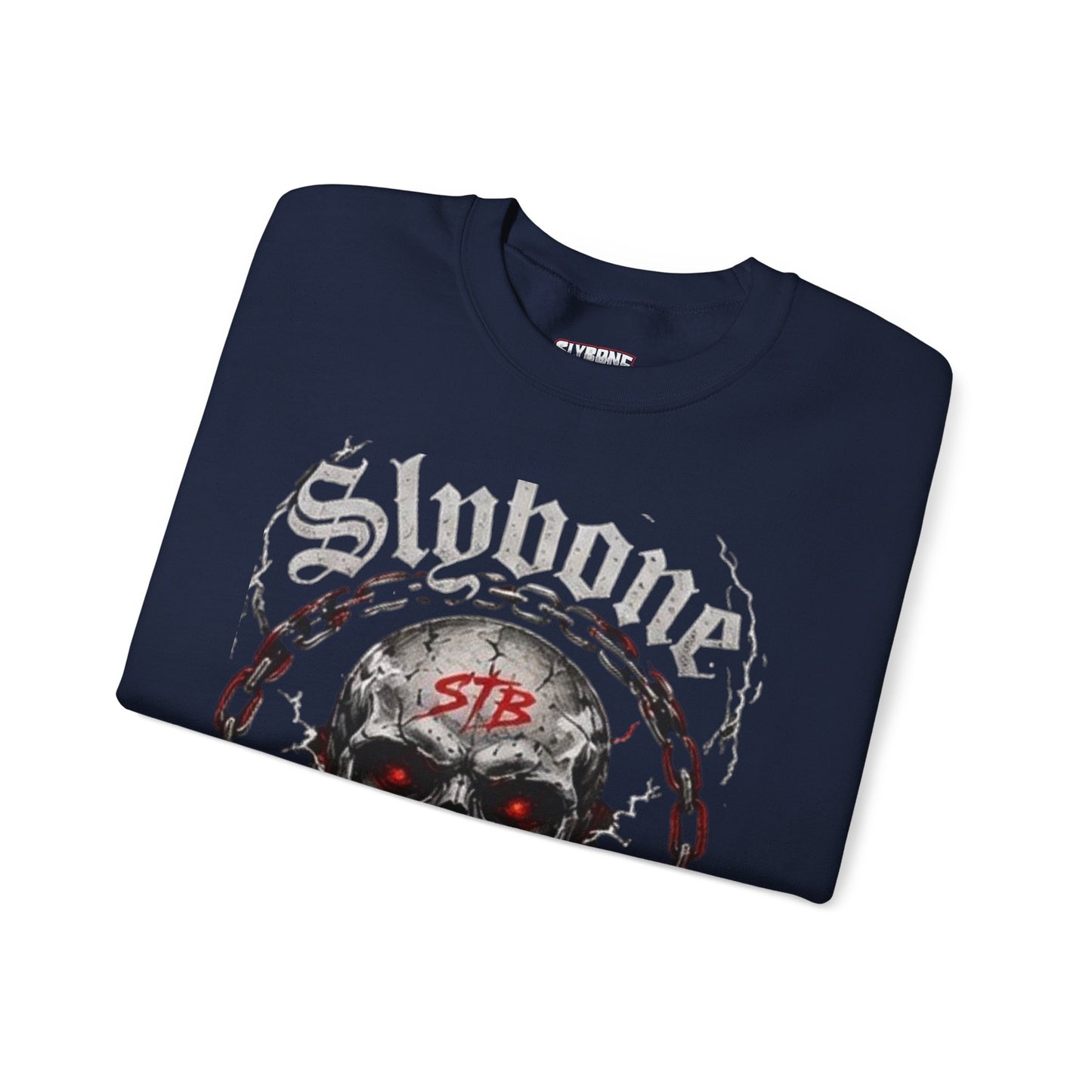 Skull Threads Crewneck Sweatshirt — "Stubborn Threads" Gothic Skull Design