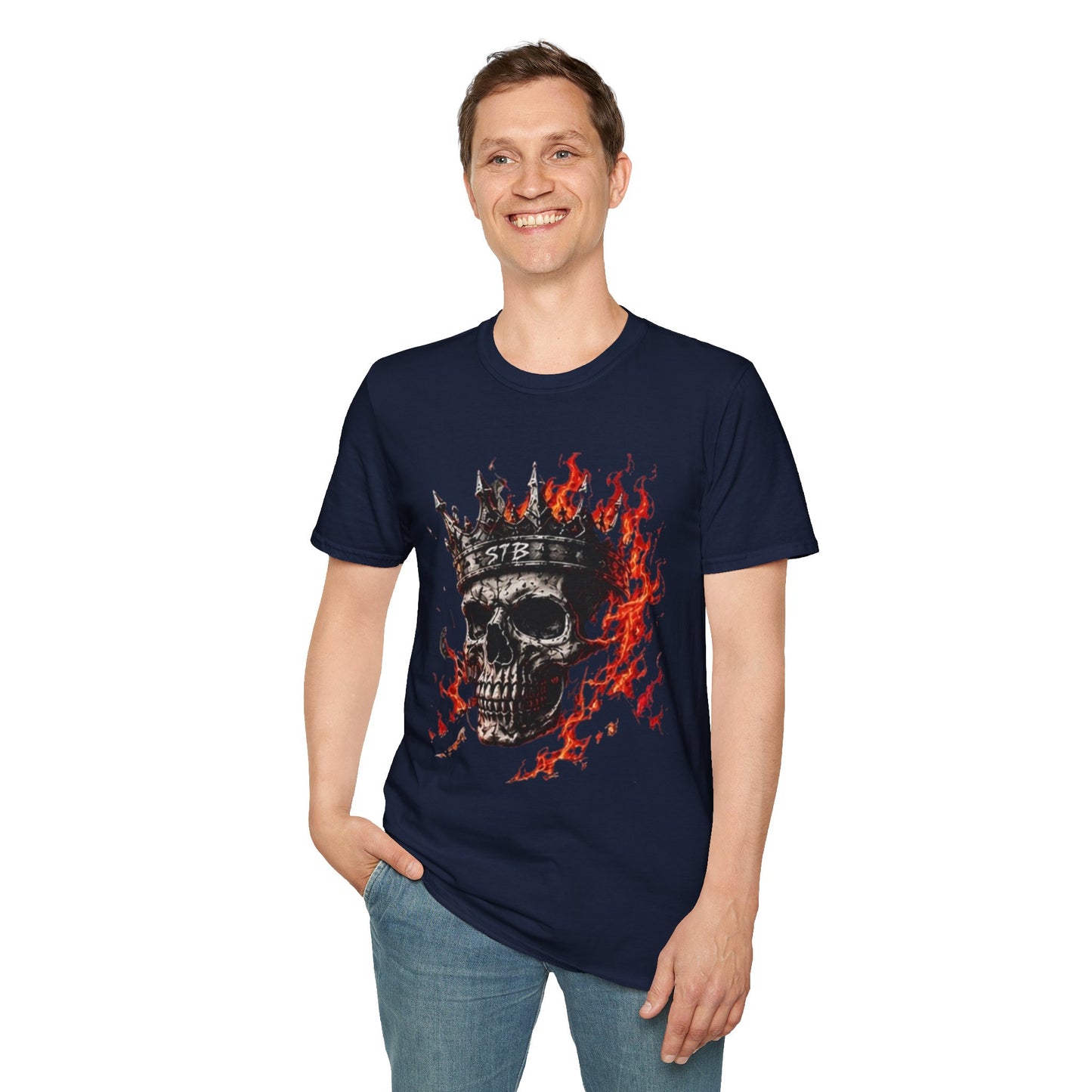 Skull King Flames T-Shirt — Gothic Biker Graphic Tee