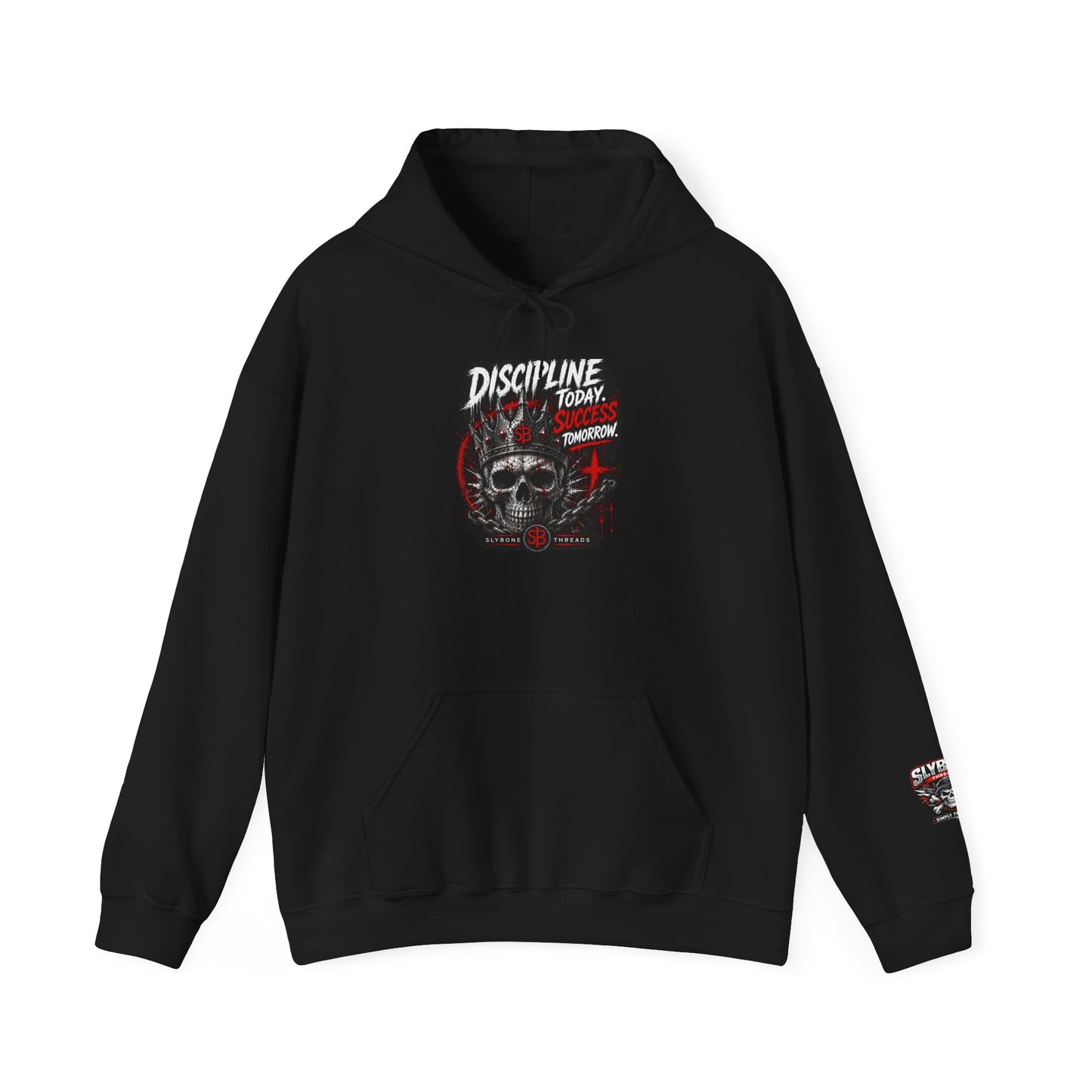 Discipline Today Skull Hoodie — Motivational Gothic Streetwear
