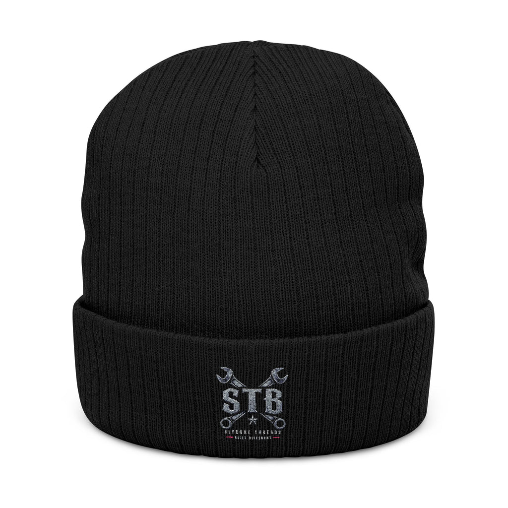 Embroidered Ribbed Beanie – STB Wrench Logo