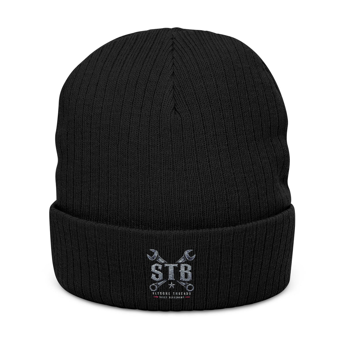 Embroidered Ribbed Beanie – STB Wrench Logo