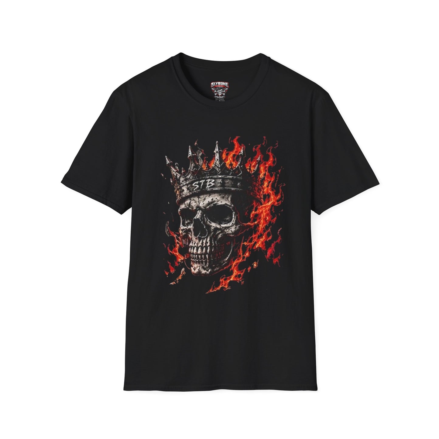 Skull King Flames T-Shirt — Gothic Biker Graphic Tee