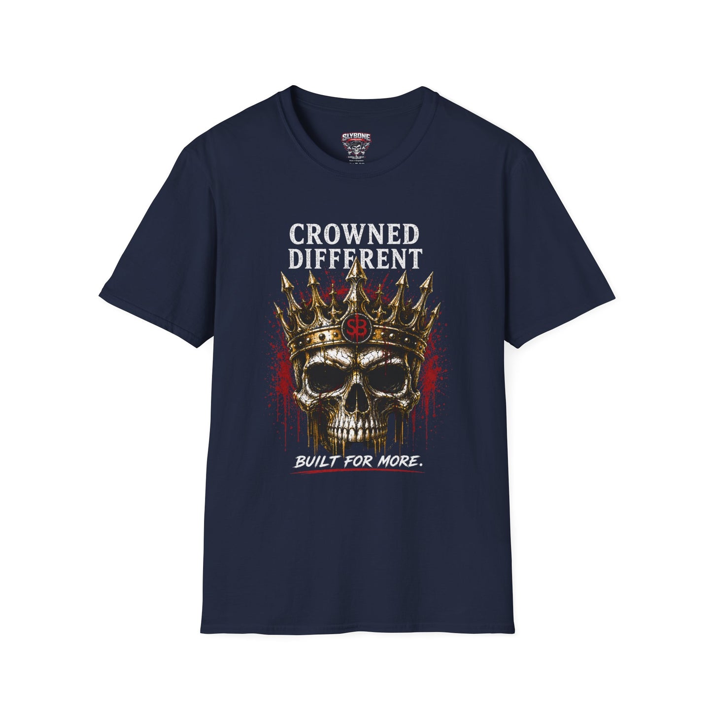 Crowned Different T-Shirt — 'Built For More' Skull Crown Graphic Tee