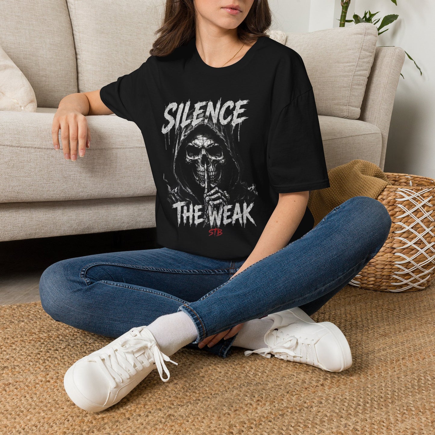 Silence the Weak Skull Tee – Dark Gothic Crewneck T-Shirt