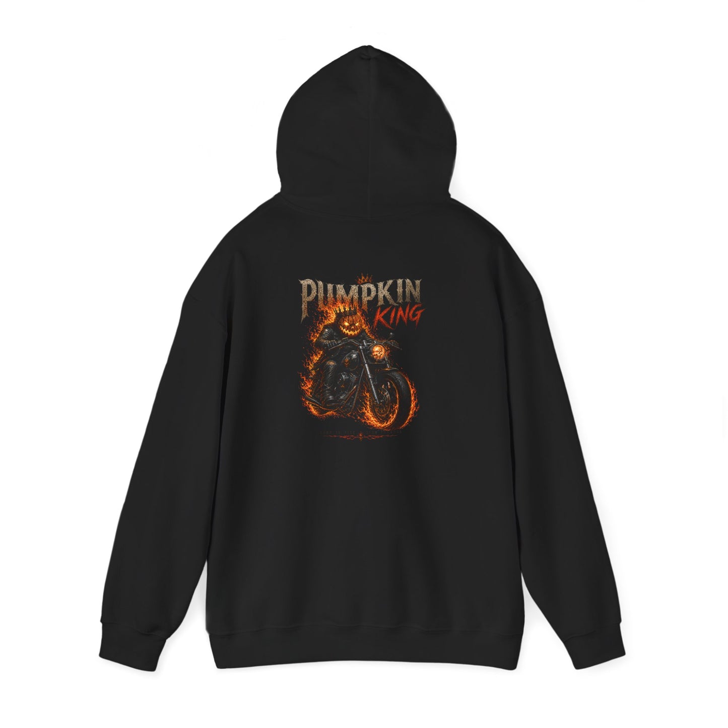 Pumpkin King Motorcycle Halloween T-Shirt | Flaming Jack-O’-Lantern Biker Tee | Slybone Threads