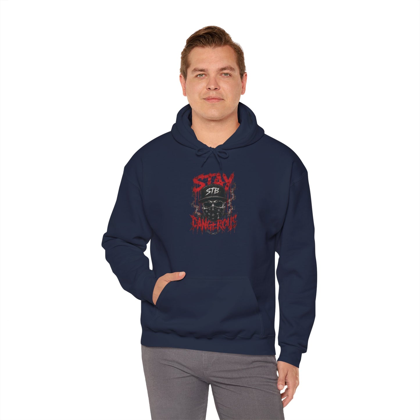 Stay Dangerous Skull Hoodie — Grunge Gothic Streetwear Pullover
