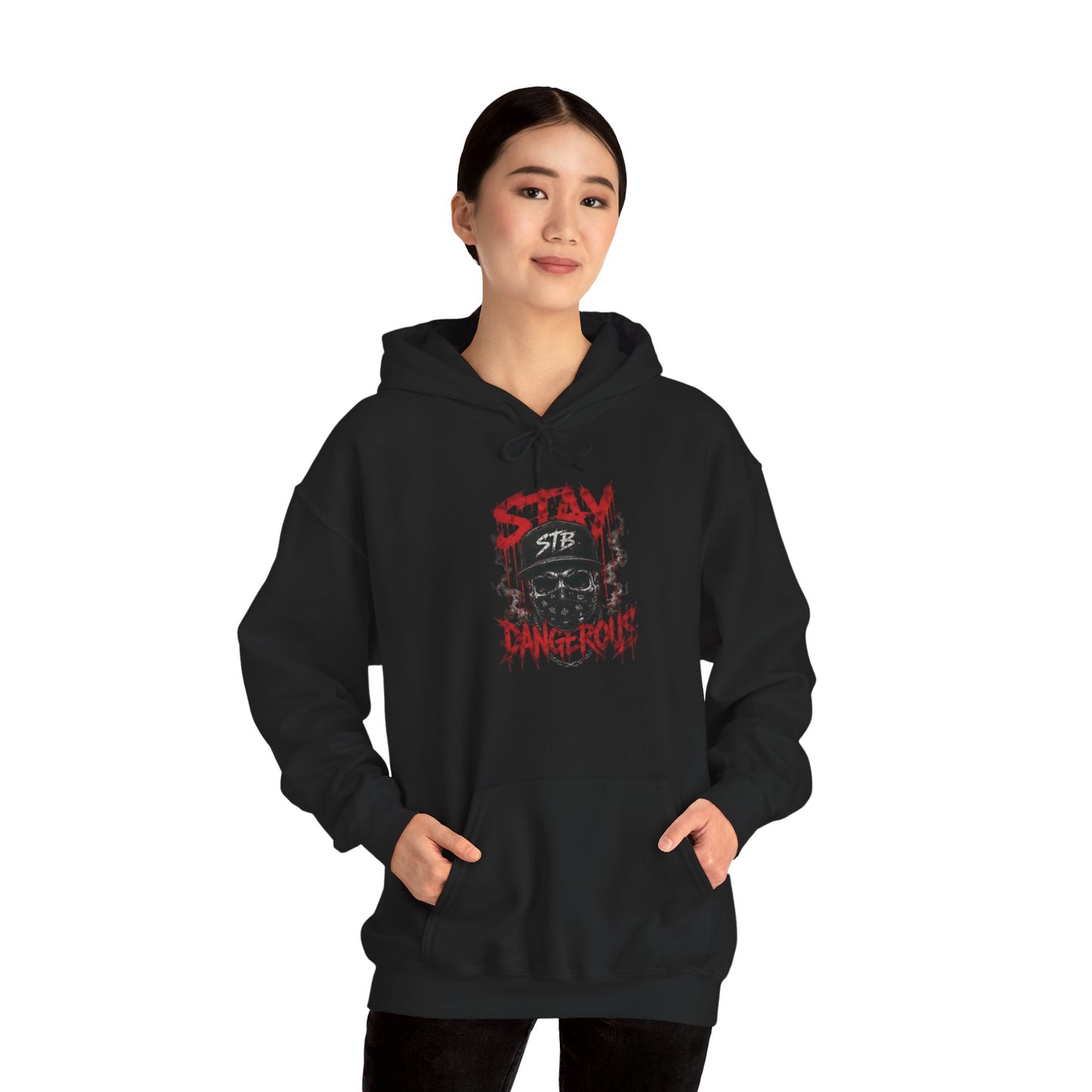 Stay Dangerous Skull Hoodie — Grunge Gothic Streetwear Pullover