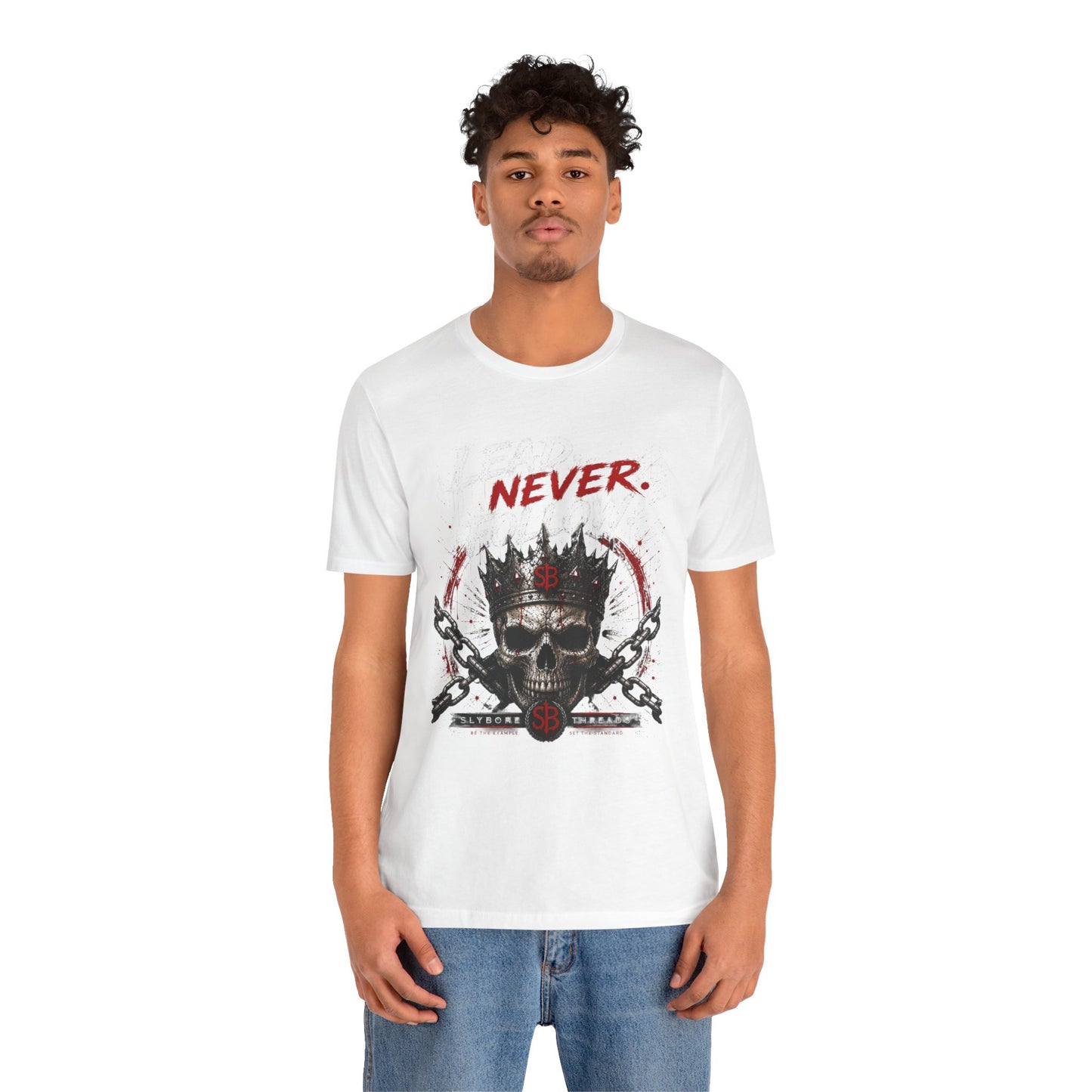 Never Skull Crown Tee — Gothic Skull Graphic T-Shirt