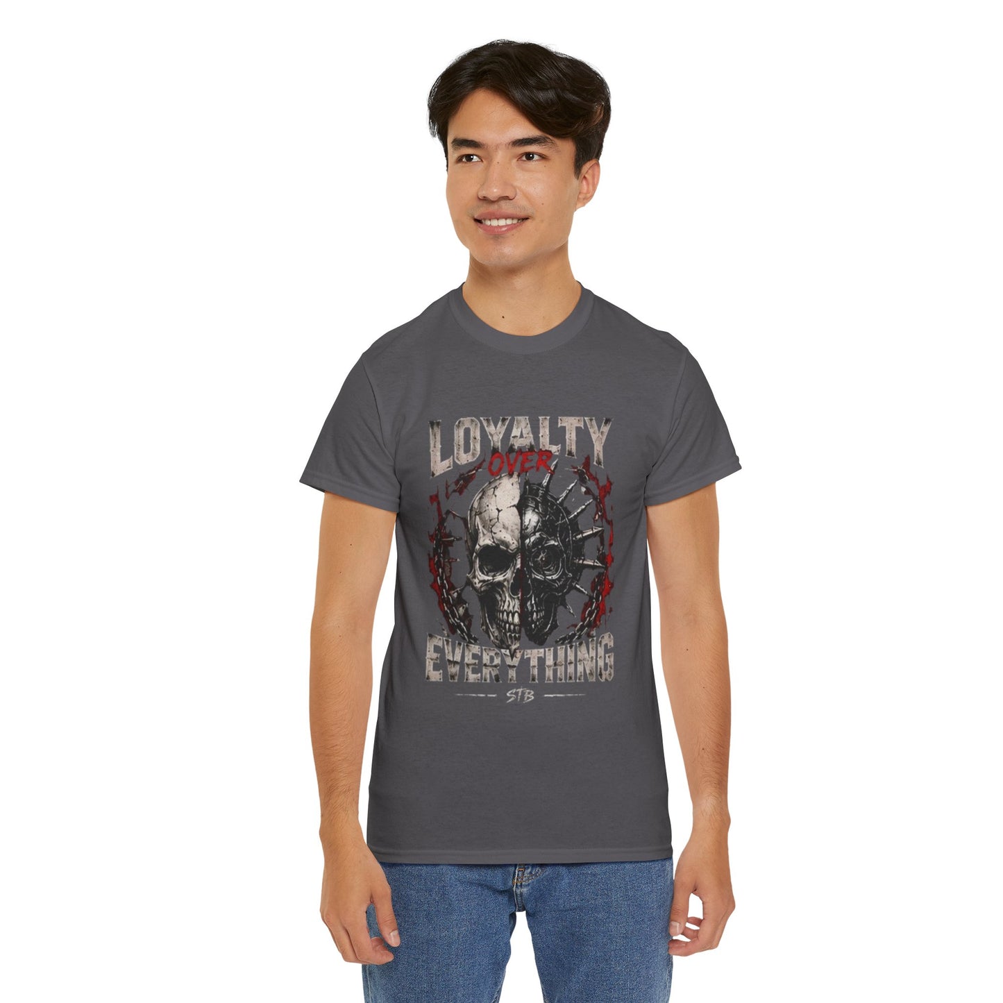 T-Shirt — "Loyalty Over Everything" Skull Graphic Tee