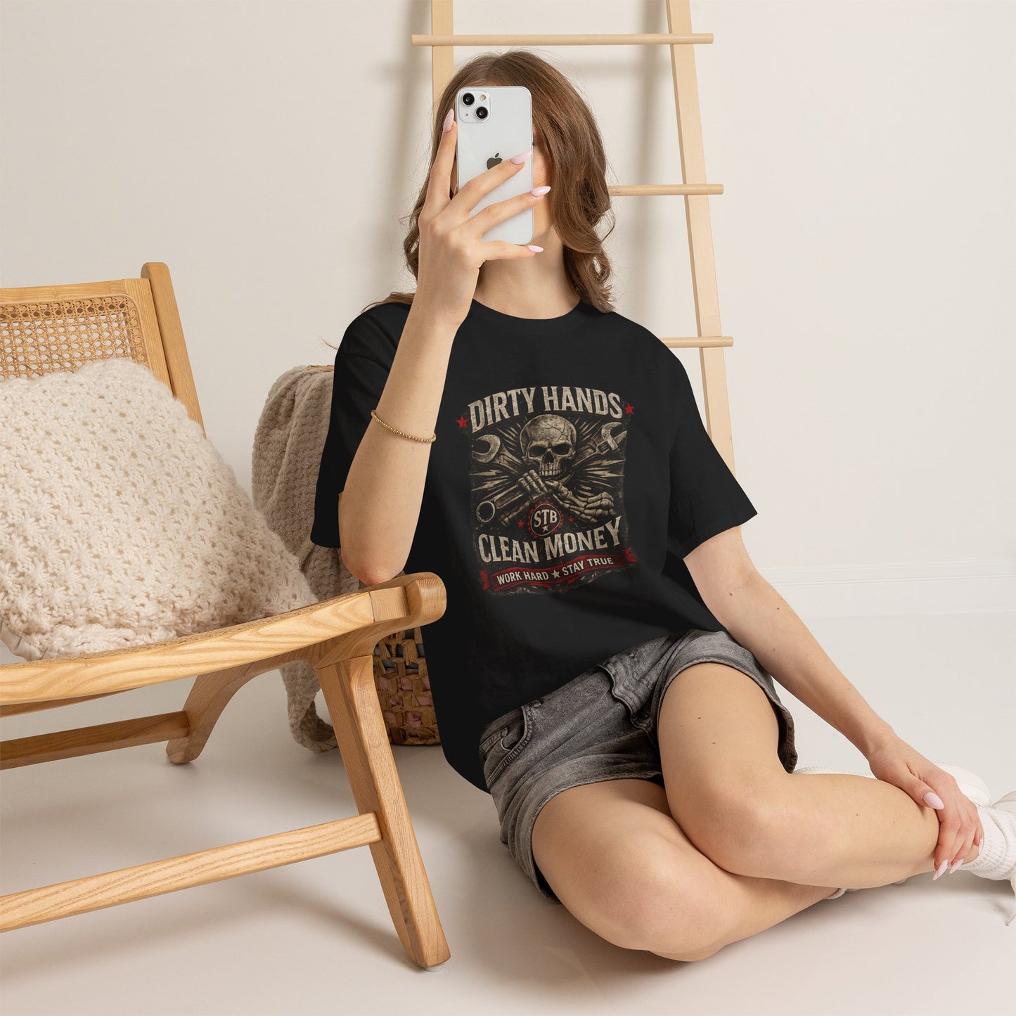 Dirty Hands Clean Money Tee — Mechanic Skull Work Hard T‑Shirt