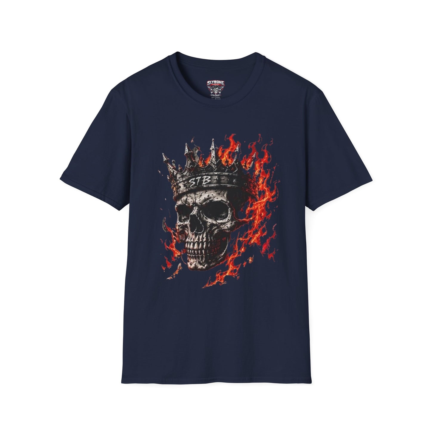 Skull King Flames T-Shirt — Gothic Biker Graphic Tee