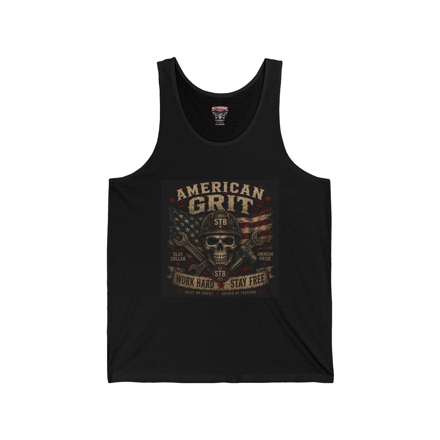 American Grit Skull Tank Top — Patriotic Vintage Flag Graphic