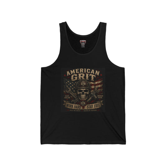 American Grit Skull Tank Top — Patriotic Vintage Flag Graphic