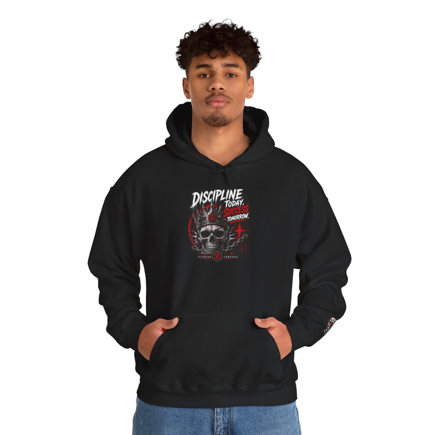 Discipline Today Skull Hoodie — Motivational Gothic Streetwear