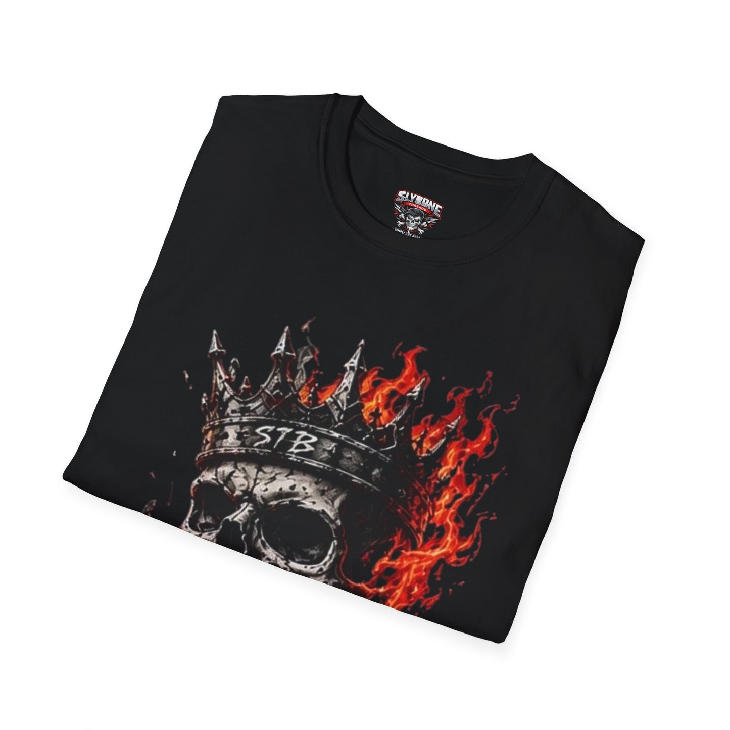 Skull King Flames T-Shirt — Gothic Biker Graphic Tee