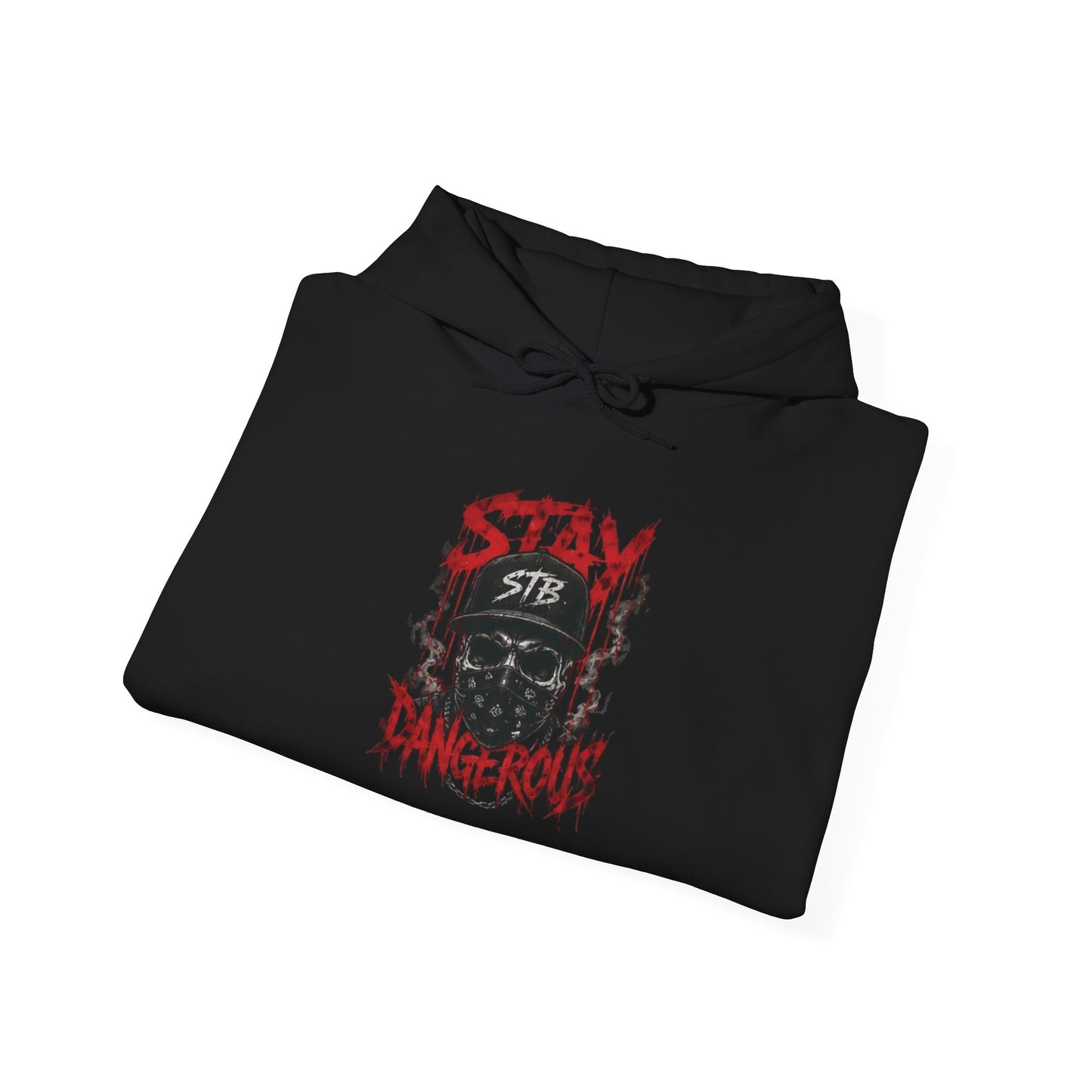 Stay Dangerous Skull Hoodie — Grunge Gothic Streetwear Pullover