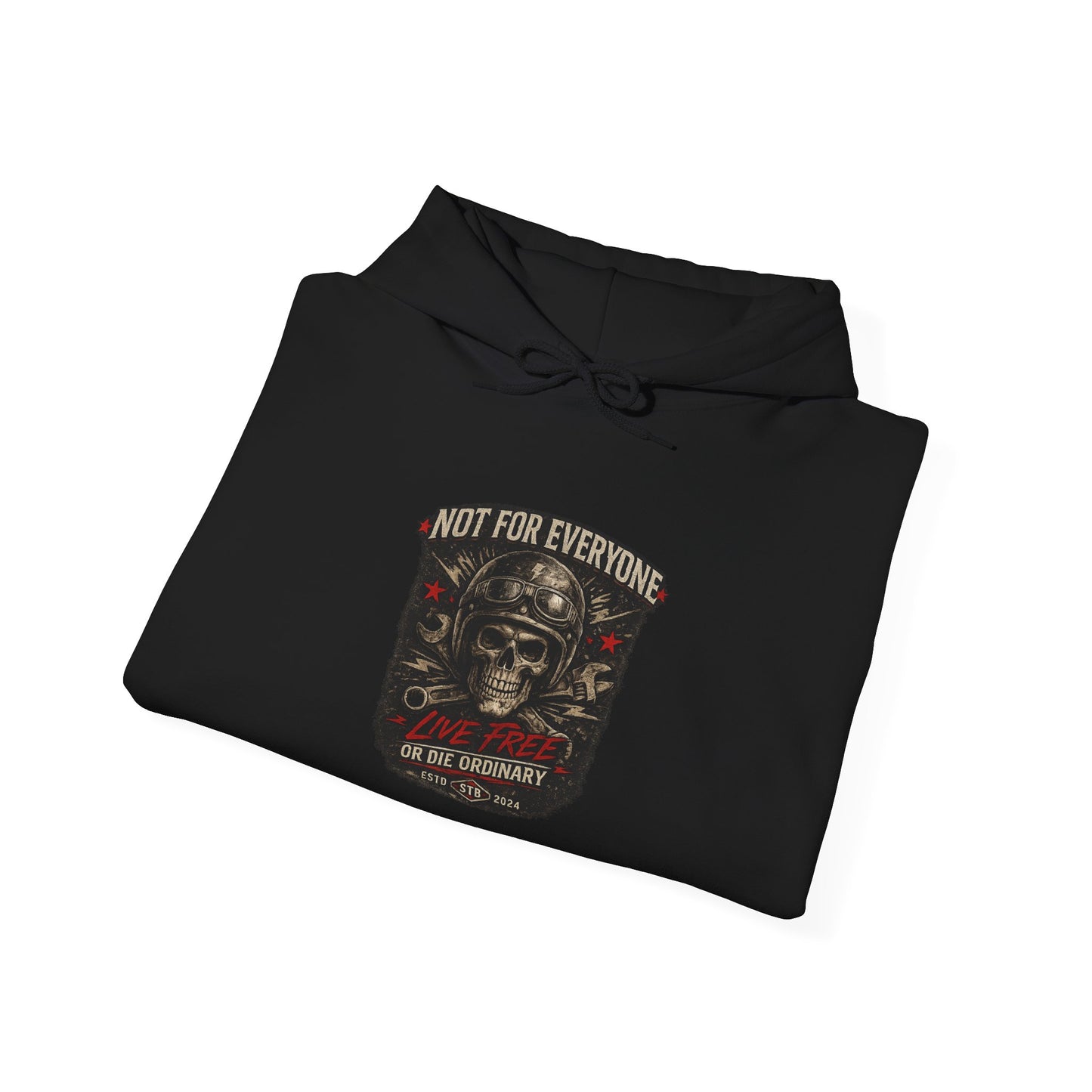 Not For Everyone Skull Hoodie — Rugged Vintage Biker Graphic Pullover