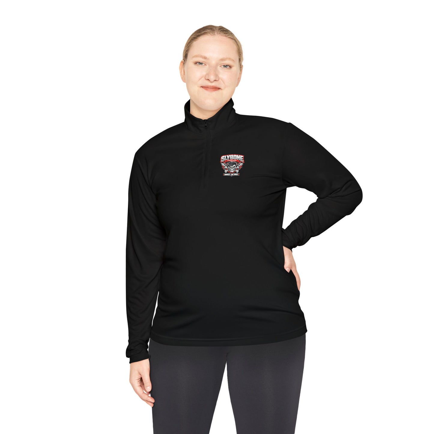 American Grit Quarter-Zip Pullover — "Work Hard Stay Free" Patriotic Skull