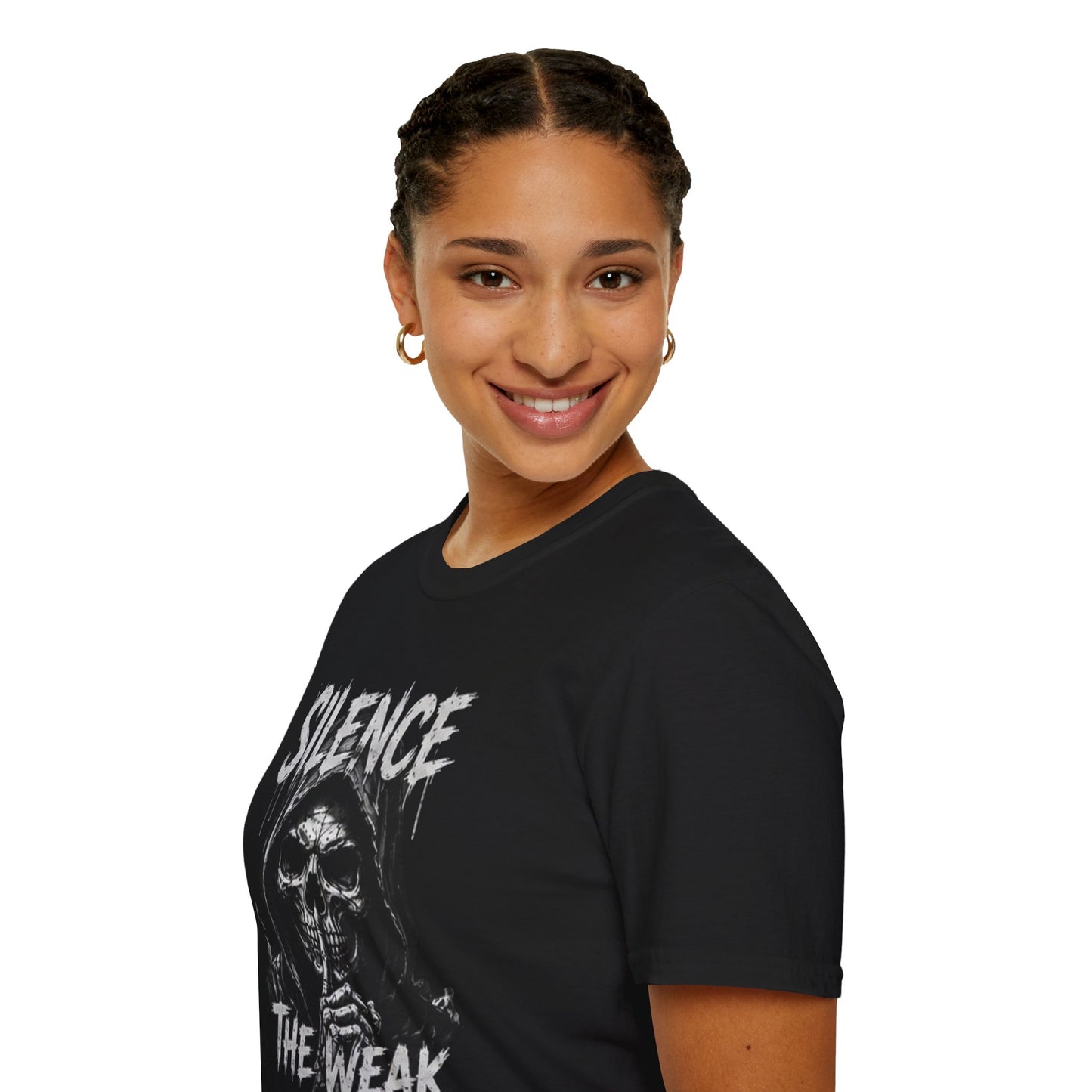 Silence the Weak Skull Tee – Dark Gothic Crewneck T-Shirt