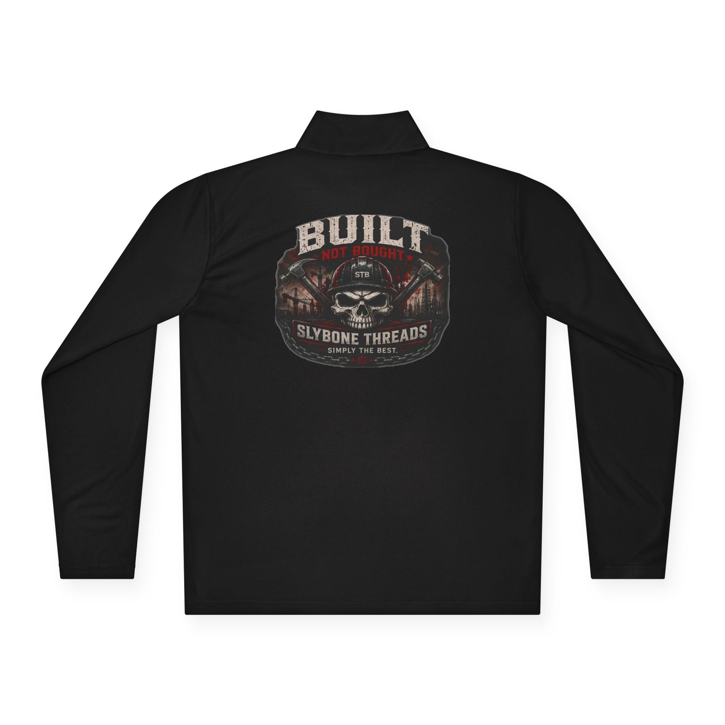 American Grit Quarter-Zip Pullover — "Work Hard Stay Free" Patriotic Skull