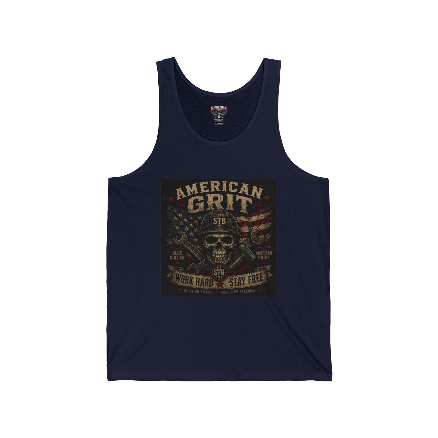 American Grit Skull Tank Top — Patriotic Vintage Flag Graphic