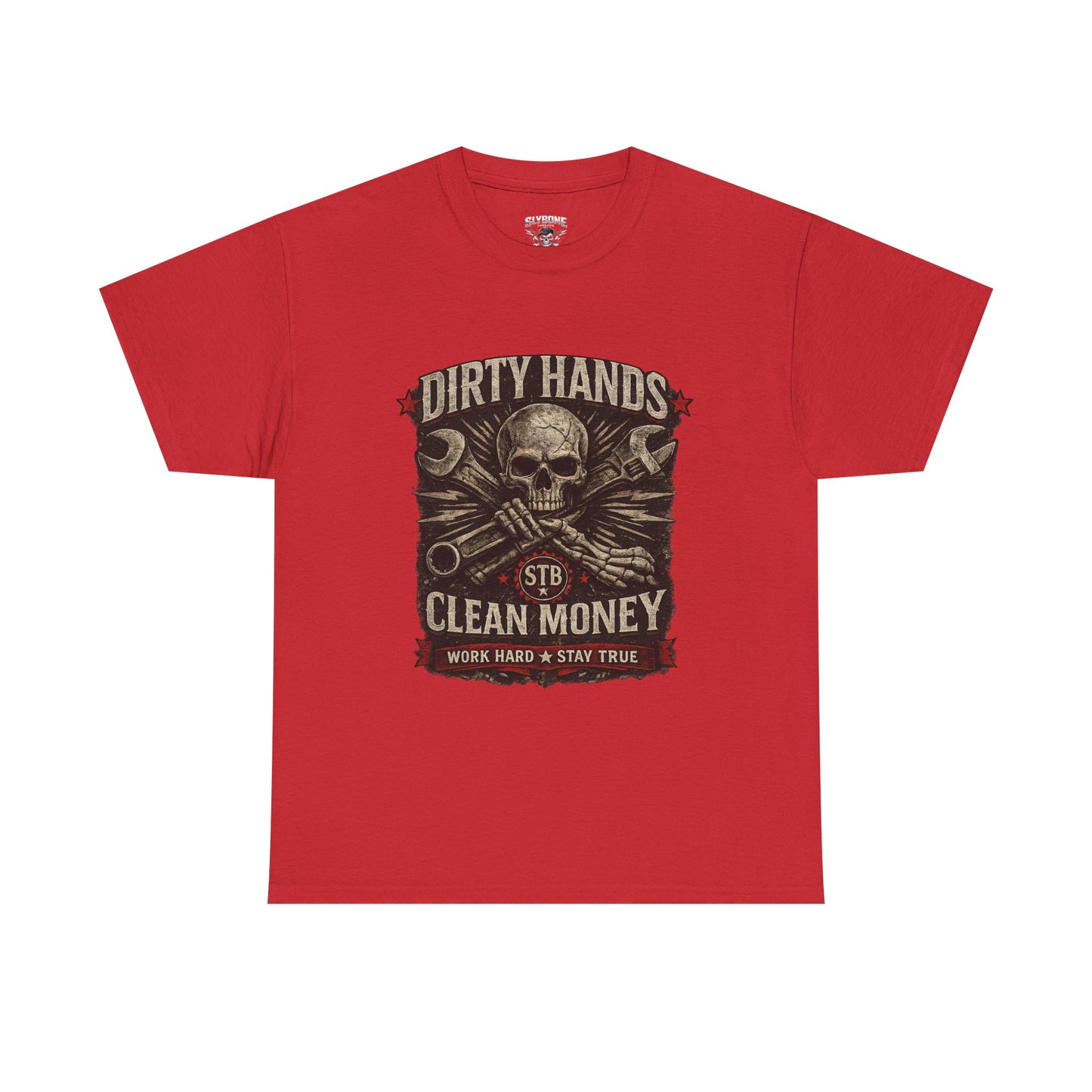 Dirty Hands Clean Money Tee — Mechanic Skull Work Hard T‑Shirt