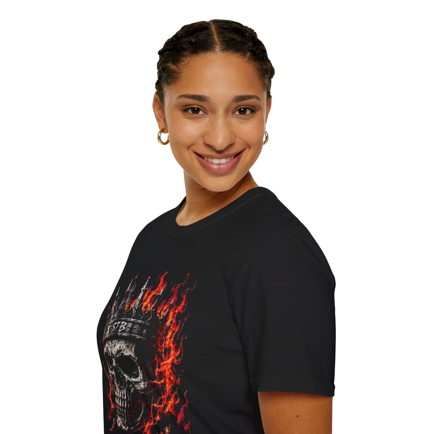 Skull King Flames T-Shirt — Gothic Biker Graphic Tee