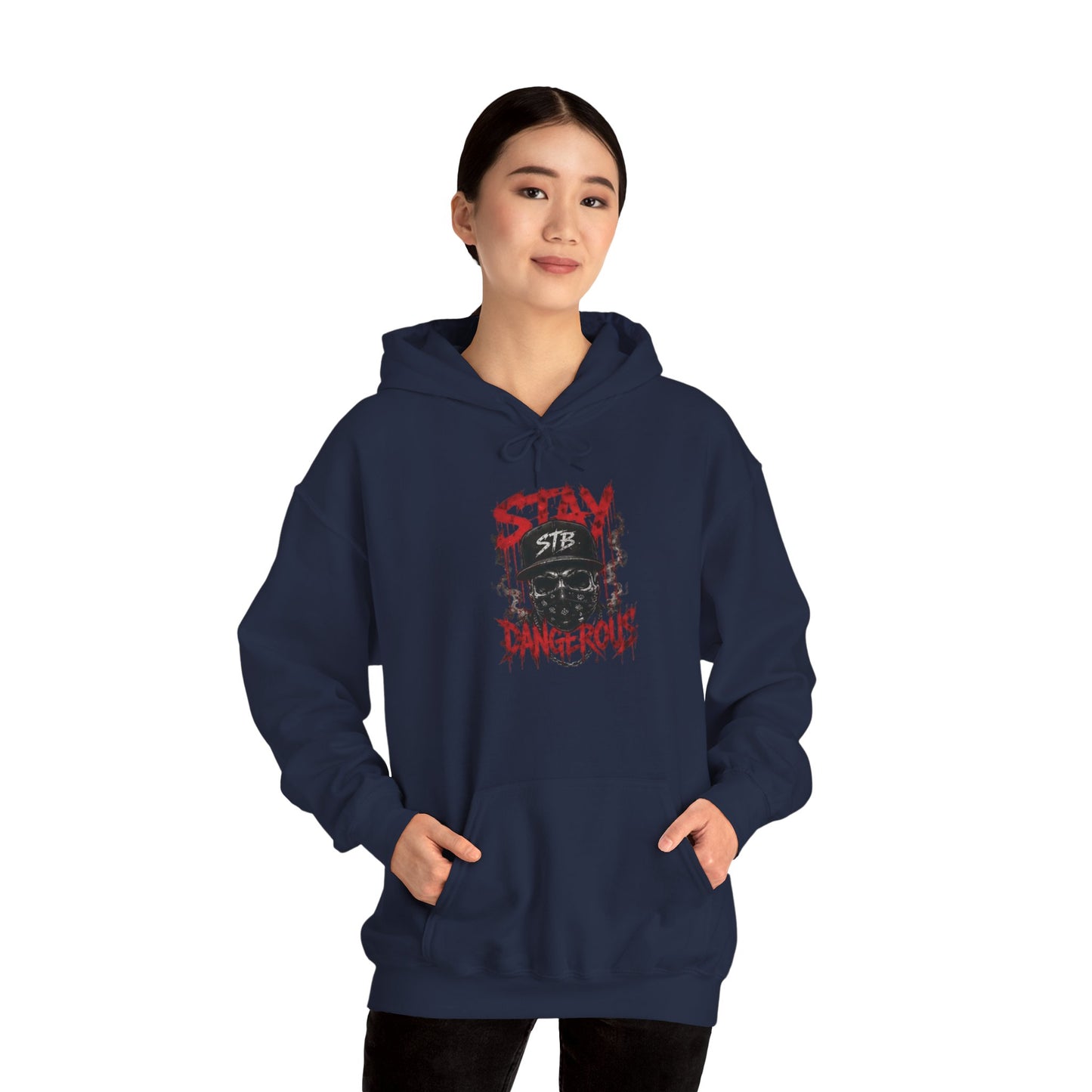 Stay Dangerous Skull Hoodie — Grunge Gothic Streetwear Pullover