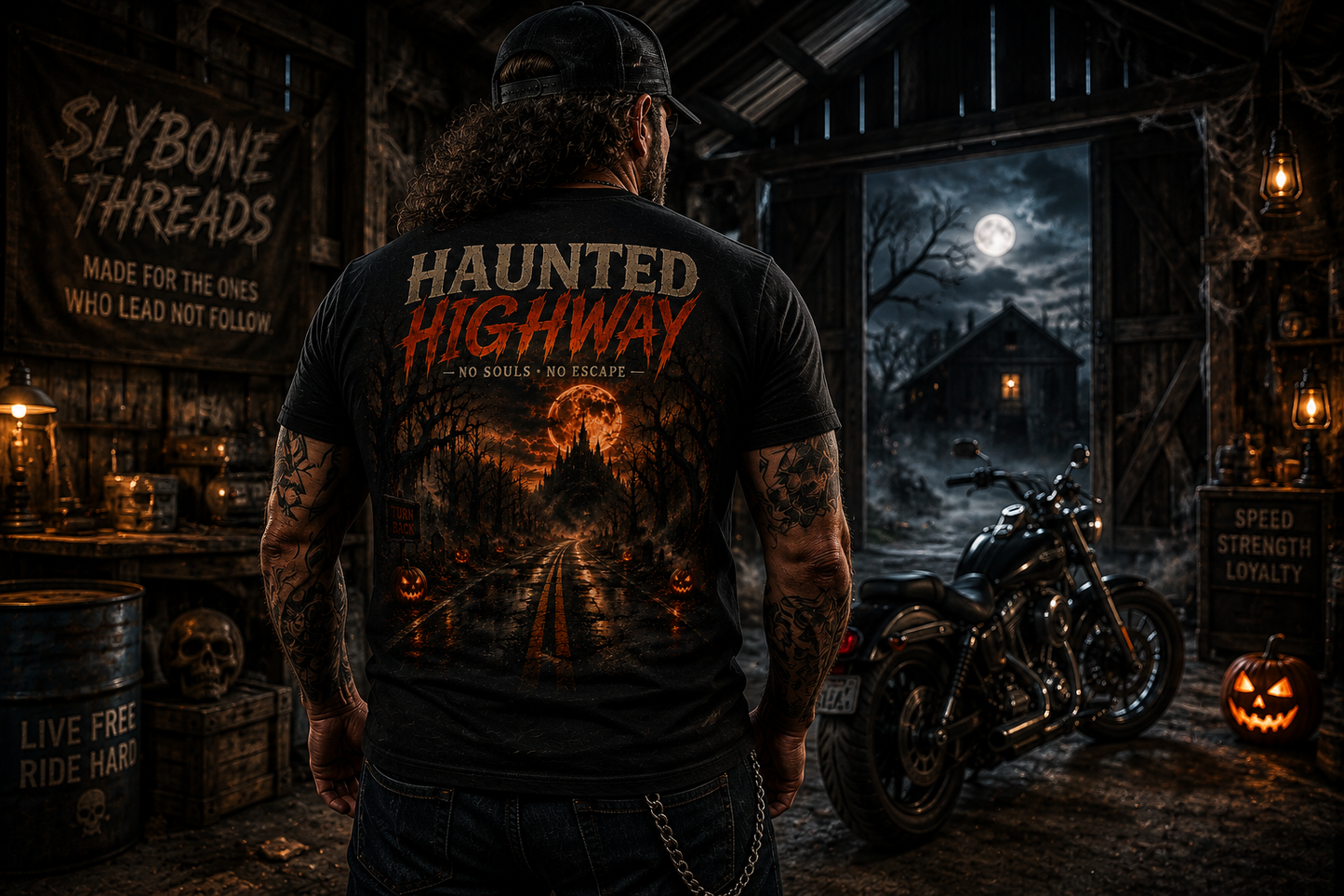 Haunted Highway Halloween T-Shirt | Abandoned Road Horror Graphic Tee | Slybone Threads