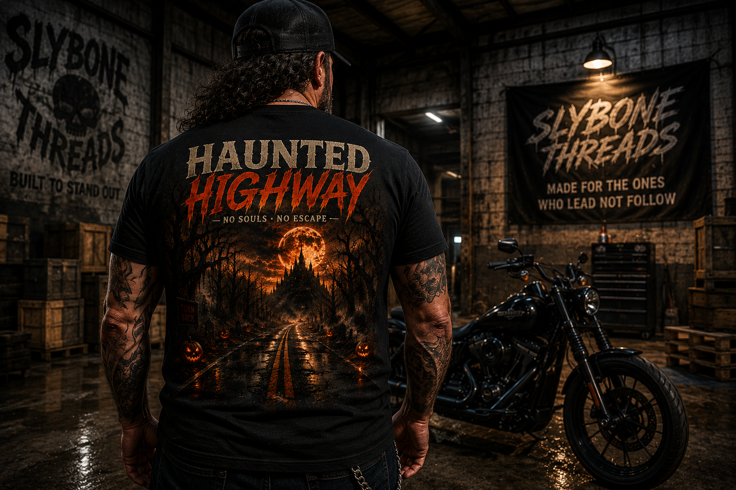 Haunted Highway Halloween T-Shirt | Abandoned Road Horror Graphic Tee | Slybone Threads