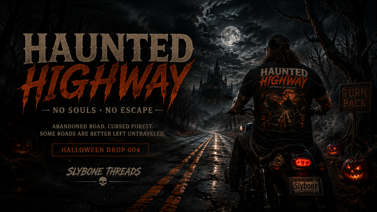 Haunted Highway Halloween T-Shirt | Abandoned Road Horror Graphic Tee | Slybone Threads