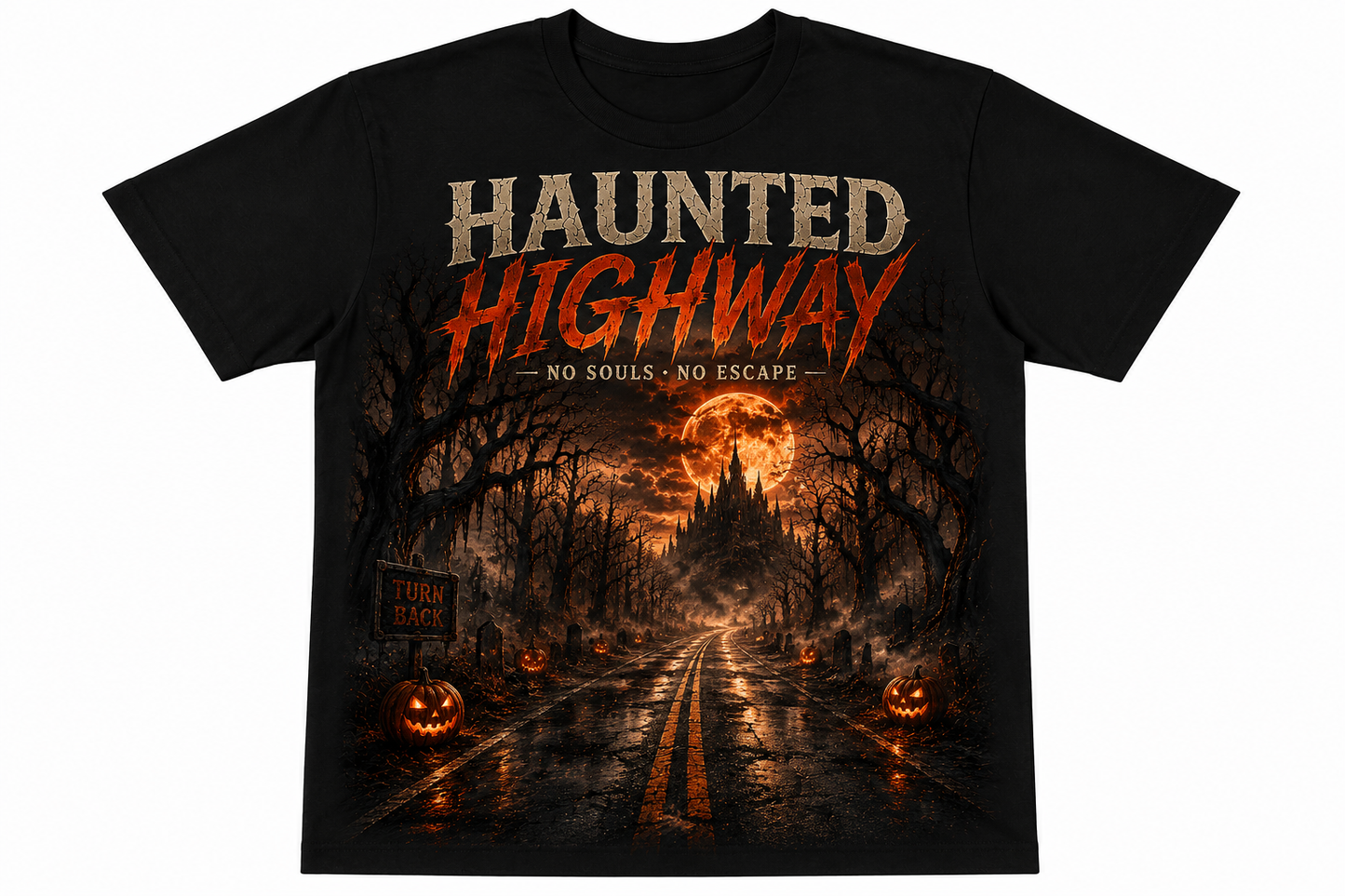 Haunted Highway Halloween T-Shirt | Abandoned Road Horror Graphic Tee | Slybone Threads