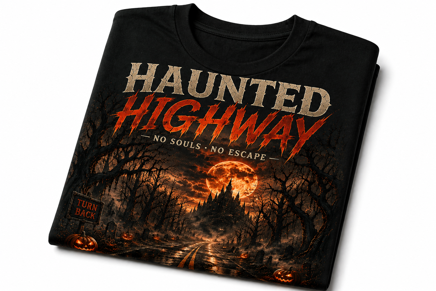Haunted Highway Halloween T-Shirt | Abandoned Road Horror Graphic Tee | Slybone Threads