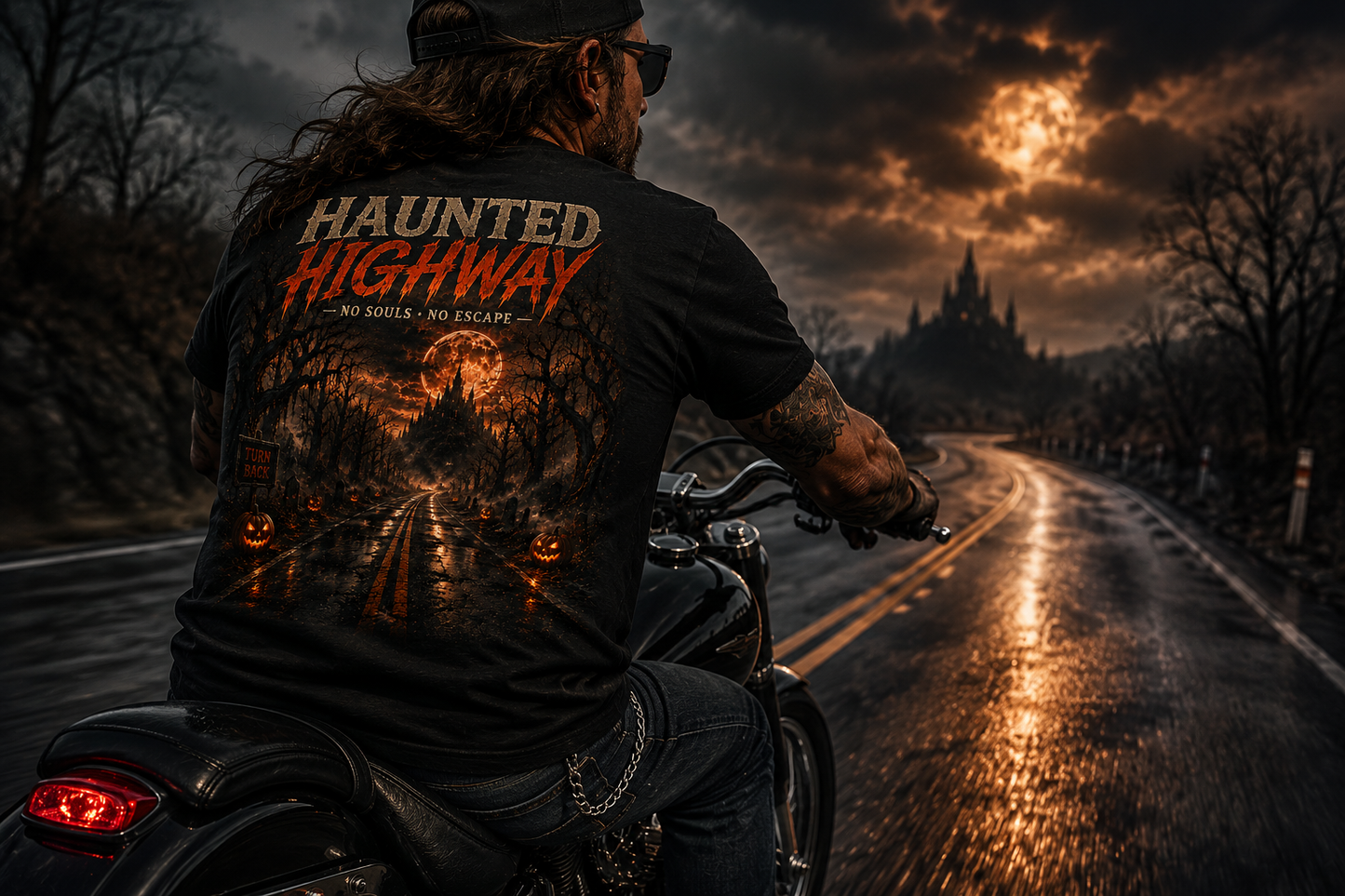 Haunted Highway Halloween T-Shirt | Abandoned Road Horror Graphic Tee | Slybone Threads