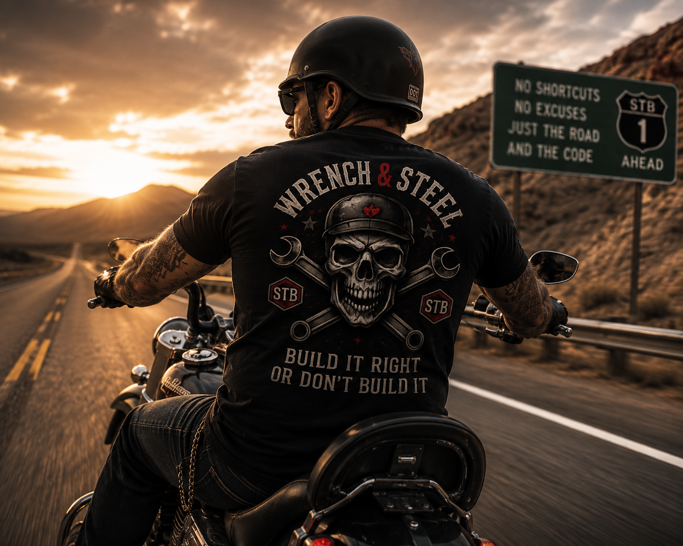Wrench & Steel Skull T-Shirt – Mechanic Vintage Tool Graphic