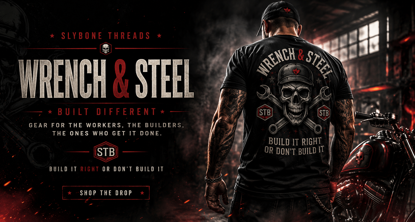 Wrench & Steel Skull T-Shirt – Mechanic Vintage Tool Graphic
