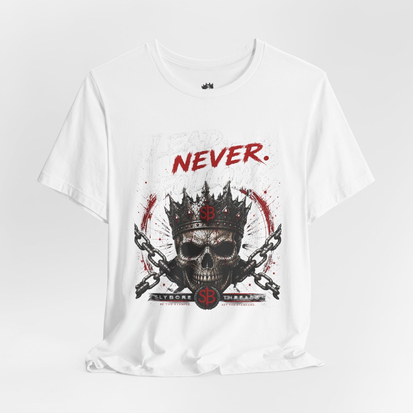 Never Skull Crown Tee — Gothic Skull Graphic T-Shirt