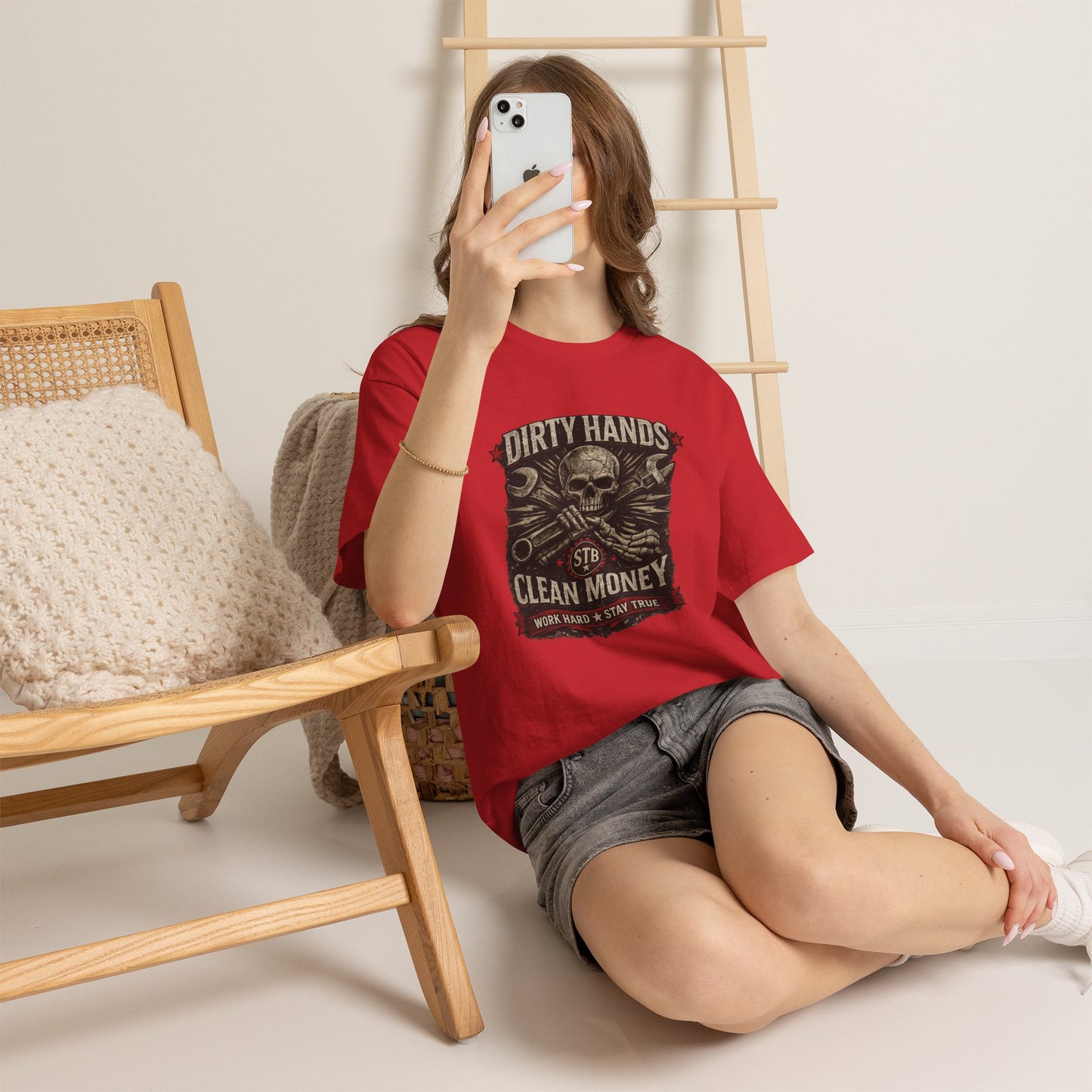 Dirty Hands Clean Money Tee — Mechanic Skull Work Hard T‑Shirt
