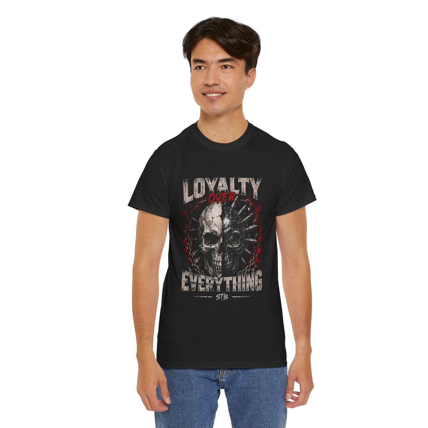 T-Shirt — "Loyalty Over Everything" Skull Graphic Tee