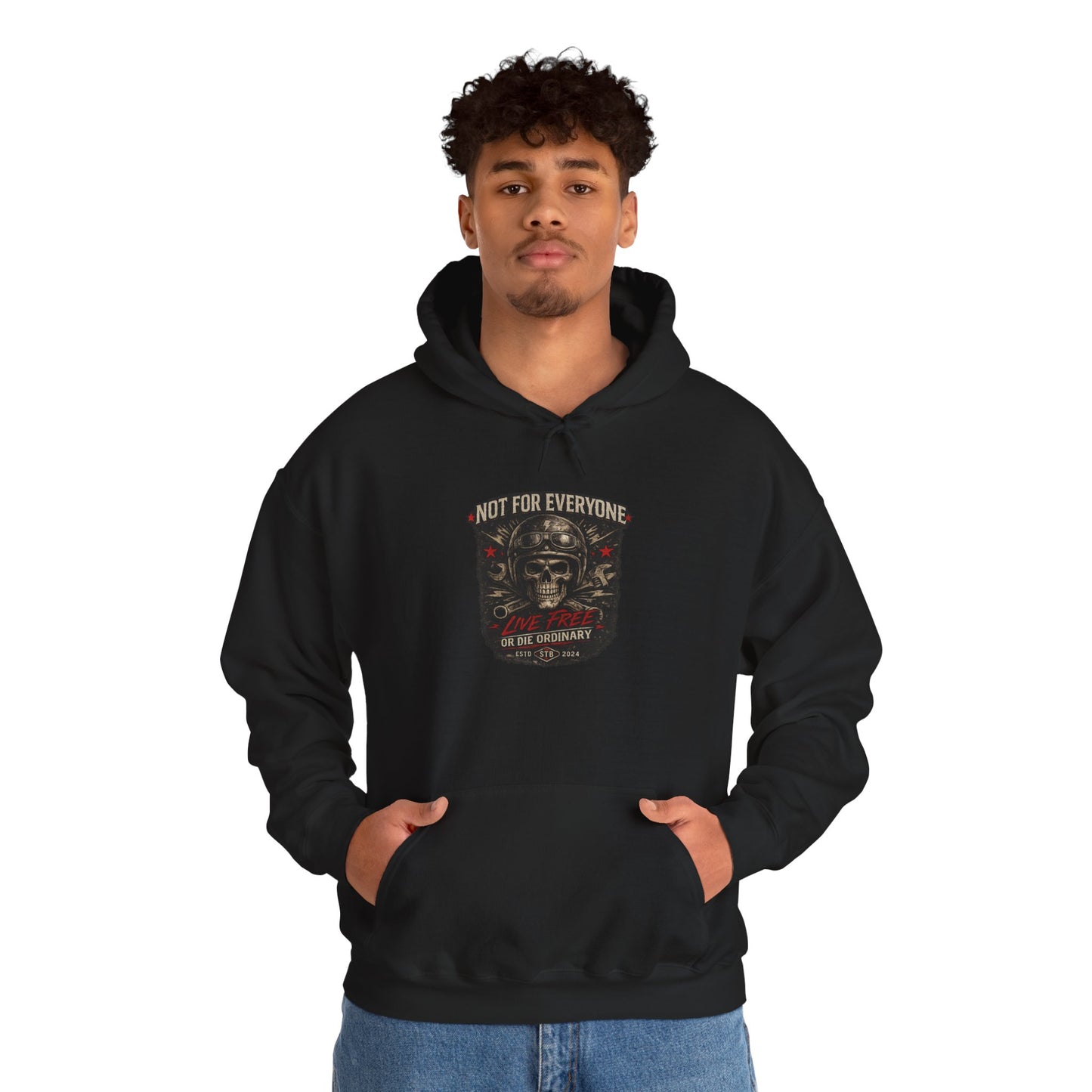 Not For Everyone Skull Hoodie — Rugged Vintage Biker Graphic Pullover