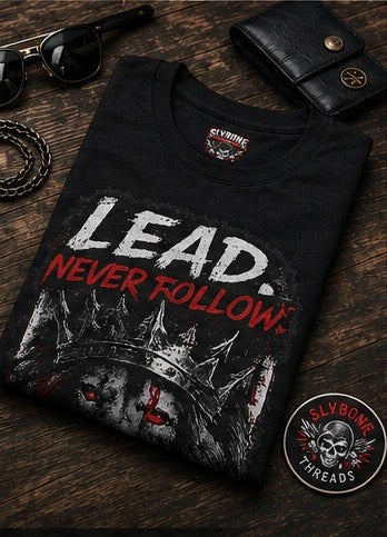 Lead Never Follow Lion Tee — Motivational Graphic T-Shirt