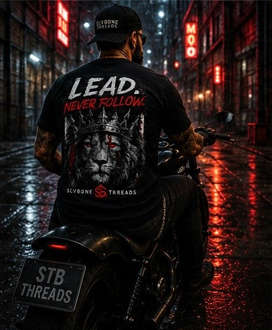 Lead Never Follow Lion Tee — Motivational Graphic T-Shirt