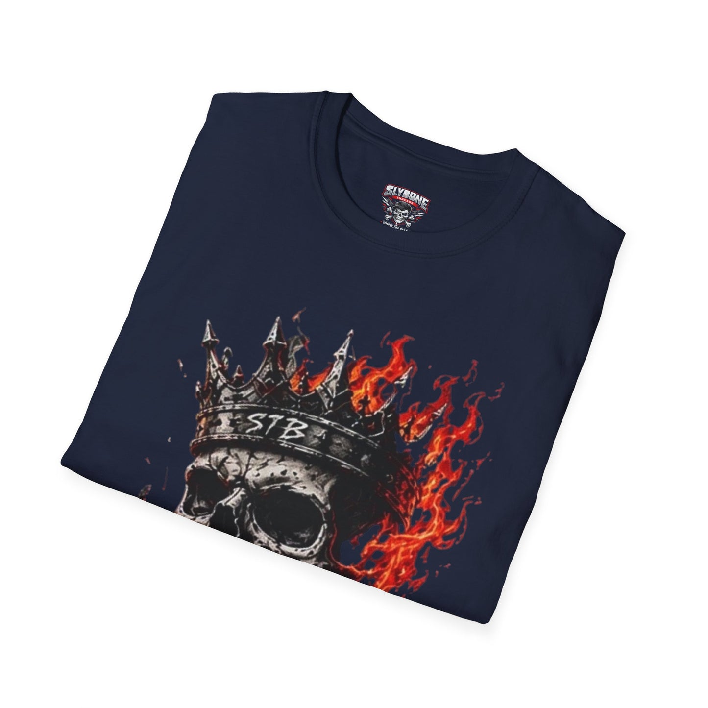 Skull King Flames T-Shirt — Gothic Biker Graphic Tee