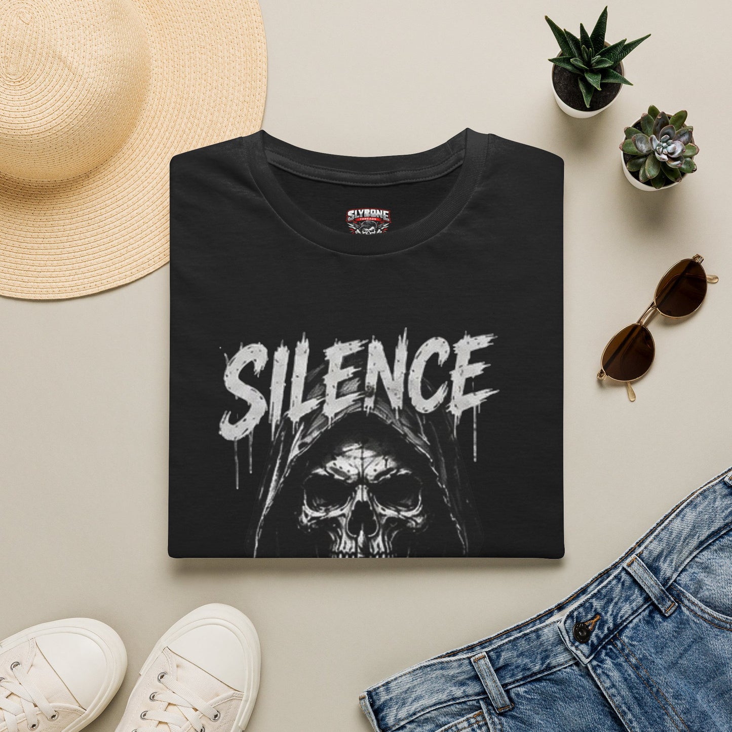 Silence the Weak Skull Tee – Dark Gothic Crewneck T-Shirt