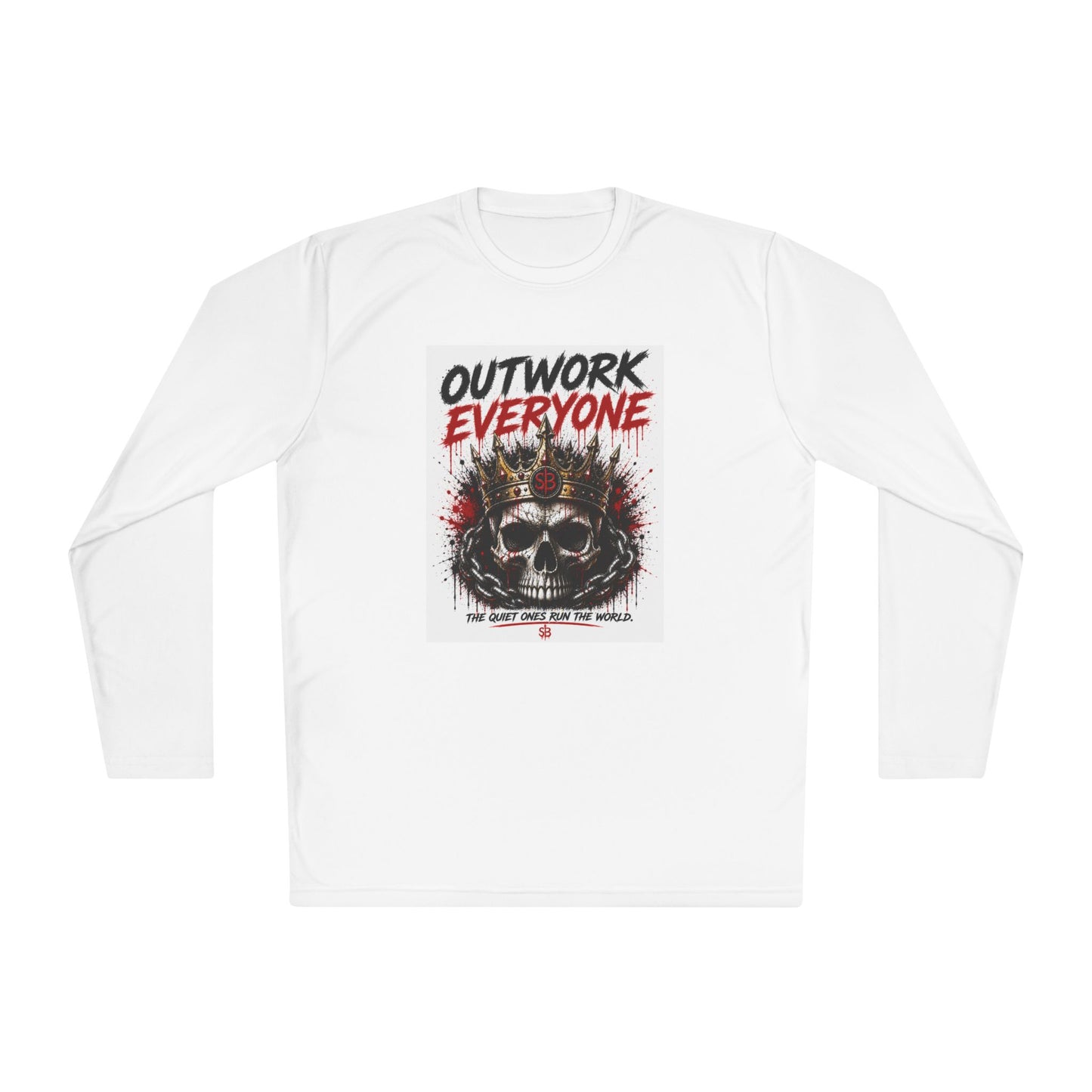 Outwork Everyone Skull Long Sleeve Tee — Motivational Graphic Tee for Hustle & Gym